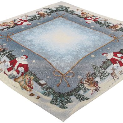 Gobelin Tischdecke Weihnachten Mitteldecke Tischwäsche 100 x 100 Weihnachtsmann