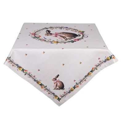 Clayre & Eef Tischdecke 100x100 cm Beige Baumwolle (Gr. 100x100 cm)