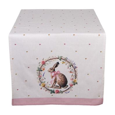 Clayre & Eef Tischläufer 50x140 cm Beige Baumwolle (Gr. 50x140 cm)