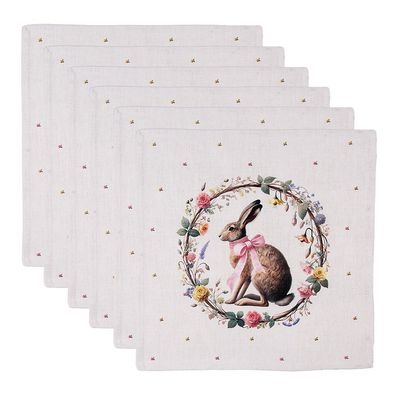 Clayre & Eef Servietten Baumwolle 6er Set 40x40 cm Beige Baumwolle (Gr. (6) 40x40 cm)