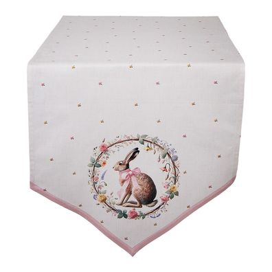 Clayre & Eef Tischläufer 50x160 cm Beige Baumwolle (Gr. 50x160 cm)