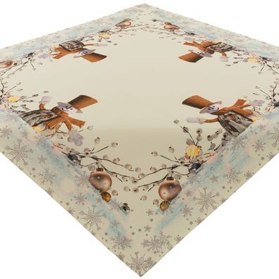 Tischdecke Weihnachten 85x85 Mitteldecke Schneemann Drucktischdecke Tischwäsche