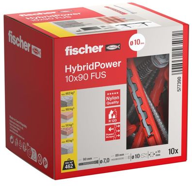 Fischer HybridPower FUS Sechskantschrauben verlängerte Dübel 10 x 90 mm