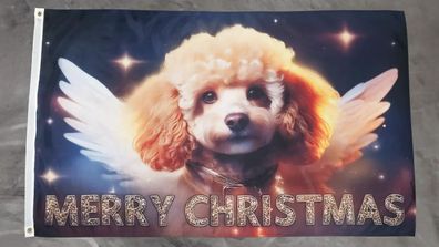 Fahne Flagge Pudel Merry Christmas Frohe Weihnachten - 90 x 150 cm