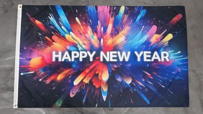 Fahne Flagge Silvester Happy new Year - 90 x 150 cm