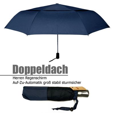 XL Golf Doppeldach Regenschirm 116cm mit Sturmschutz Windproof Partnerschirm: lau