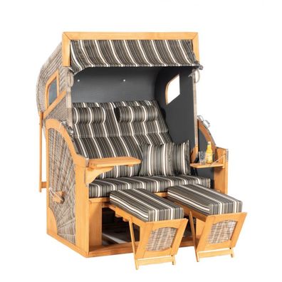 Sonnenpartner Rustikal 405 Z Comfort XL 2-Sitzer Strandkorb 3/4 Liegemodell vintage