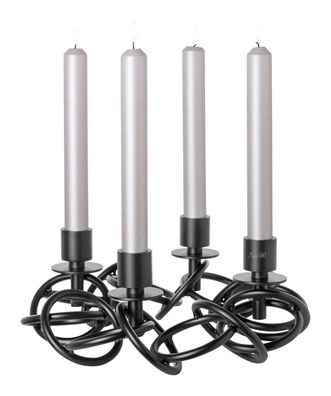 Fink Sonette, Leuchter, 4-flammig, pulverbeschichtet, matt, schwarz, L. 34 cm, B