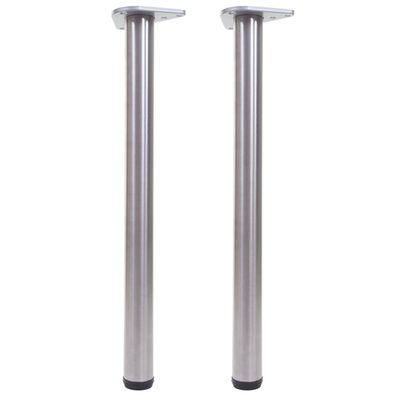 2er-Set Tischbein HWC-H36, für Schreibtisch Esstischfuß Tischfuß 73cm Edelstahl-Optik