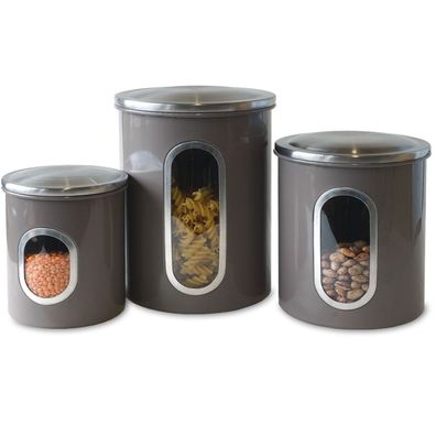 3 Set Vorratsdosen insg. 5,4L Küchenkanister Lebensmittel Aufbewahrungsbehälter: grau