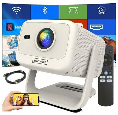 Full HD 4k Rotating 12000lm Bluetooth Autofocus Mini Projector Android Zenwire H8