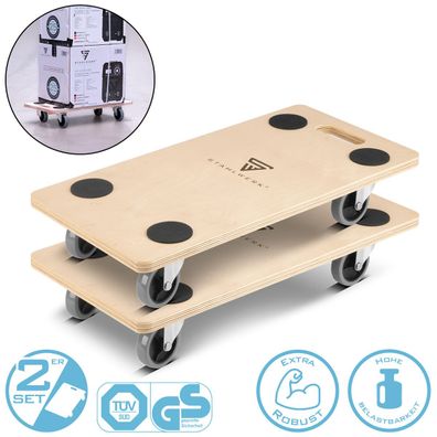 Stahlwerk Rollwagen TRS-250 ST 2er Set 250kg Tragkraft 58 x 29 cm Plattformwagen