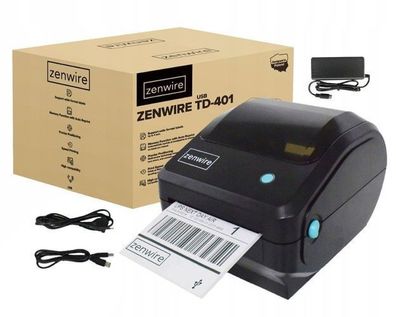 Mini-Thermodrucker für Kurieretiketten 100x150 verkabelt Zenwire TD-401 USB