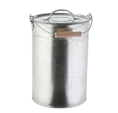 KaminoFlam Ascheeimer Mehrzweckeimer mit Deckel verzinkt 333257