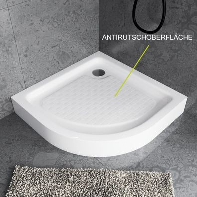 ECOLAM Duschwanne Duschtasse BEN 90x90 x15 Brausewanne Antirutsch Viertelkreis Siphon