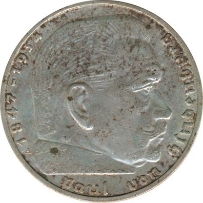 Drittes Reich 2 Mark 1939 A Paul von Hindenburg Silber*