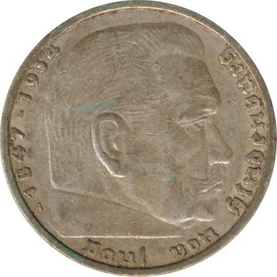 Drittes Reich 5 Mark 1937 A Paul von Hindenburg J. 367 Silber*