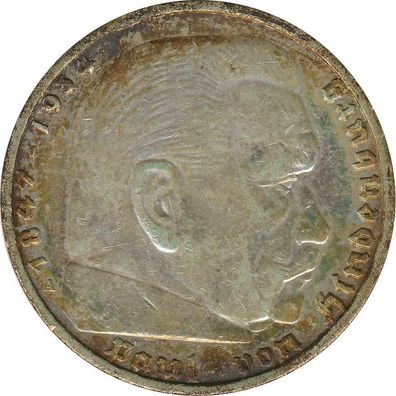 Drittes Reich 5 Mark 1939 A Paul von Hindenburg J. 367 Silber*