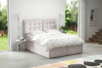 Boxspringbett T54 , mit zwei Bettkasten , Topper, Farbe und Große wählbar