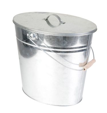 KaminoFlam 24 L Ascheeimer Mehrzweckeimer mit Deckel verzinkt 333259