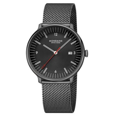 Mondaine Armbanduhr MLE.41220. SM Doppio Saphirglas, Milanaise, 41mm, schwarz