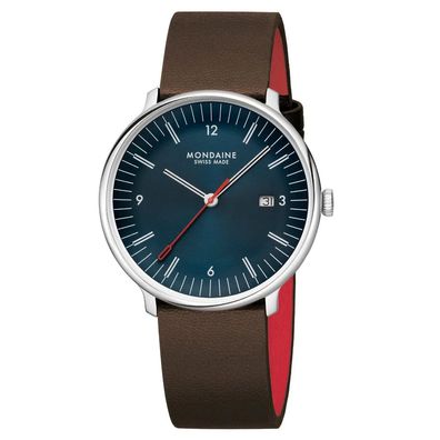 Mondaine Armbanduhr MLE.41240. LGV Doppio Saphirglas, 41mm, Veganes Traubenleder