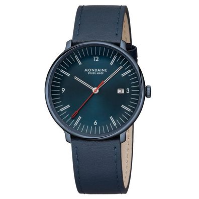 Mondaine Armbanduhr MLE.41240. LDV Doppio Saphirglas, 41mm, Blaues Veganes Apfelleder