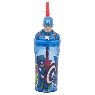 Avengers Captain America Trinkbecher – 3D Kinderbecher & Strohhalm-Tumbler 360?ml