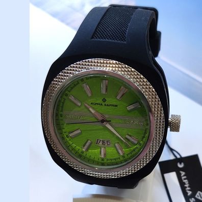 ALPHA SAPHIR Unisexuhr Silikonband schwarz 373N 10 ATM