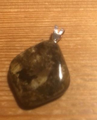 Bronzit - Trommelstein Anhänger mit Silberöse - SP-296 - Unikat
