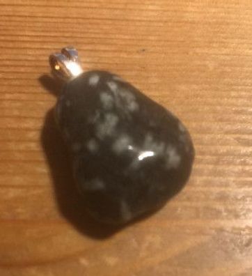 Chrysanthemstein - Trommelstein Anhänger mit Silberöse - SP-306 - 21 × 20 × 11 mm