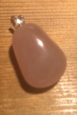 Rosenquarz - Trommelstein Anhänger mit Silberöse - SP-328 - 24 × 17 × 9 mm - Unikat