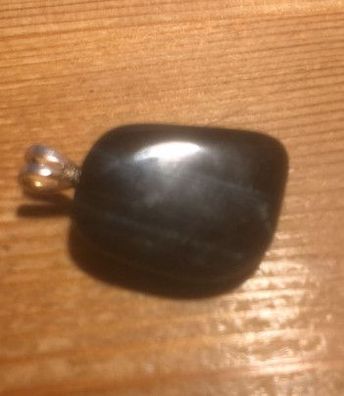 Falkenauge - Trommelstein Anhänger mit Silberöse - SP-312 - 22 × 20 × 5 mm - Unikat