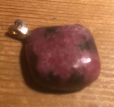 Rhodonit - Trommelstein Anhänger mit Silberöse - SP-324 - 23 × 22 × 8 mm - Unikat