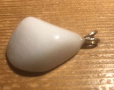 Schneequarz - Trommelstein Anhänger mit Silberöse - SP-344 - 25 × 18 × 13 mm - Unikat