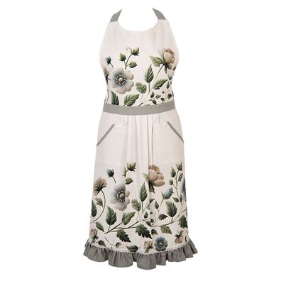 Clayre & Eef Küchenschürze 70x85 cm Beige Baumwolle (Gr. 70x85 cm)