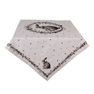 Clayre & Eef Tischdecke 100x100 cm Beige Baumwolle (Gr. 100x100 cm)