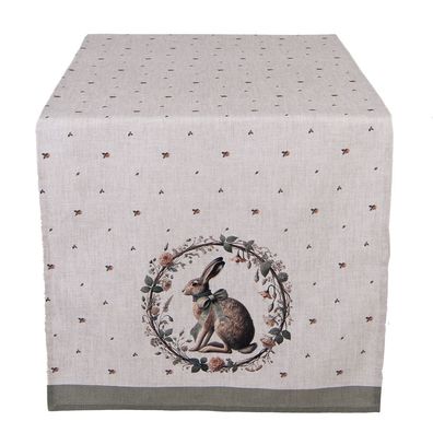Clayre & Eef Tischläufer 50x140 cm Beige Baumwolle (Gr. 50x140 cm)