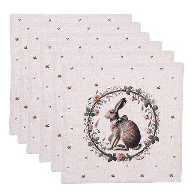 Clayre & Eef Servietten Baumwolle 6er Set 40x40 cm Beige Baumwolle (Gr. (6) 40x40 cm)