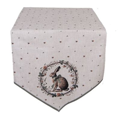 Clayre & Eef Tischläufer 50x160 cm Beige Baumwolle (Gr. 50x160 cm)
