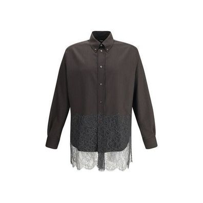 Fendi Pinstripe Wool and Lace Shirt