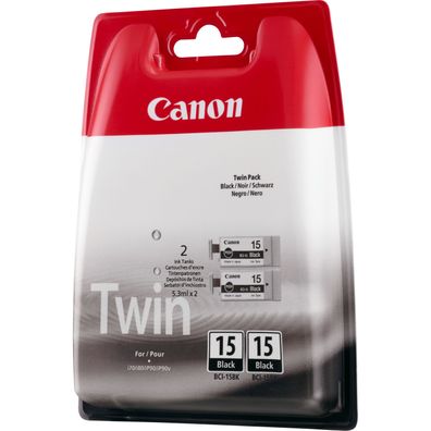 Canon Tintenpatrone BCI-15BK Doppelpack schwarz ca. 185 Seiten