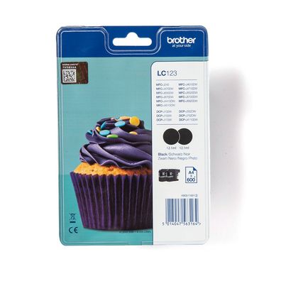 Brother Tintenpatronen LC-123BK Doppelpack Schwarz
