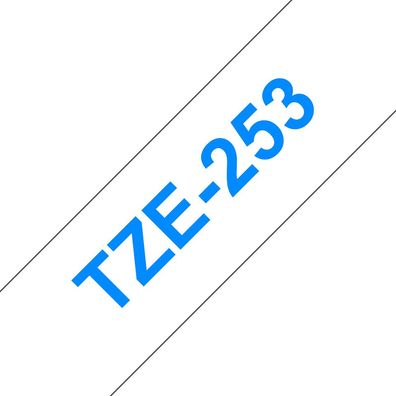 Brother Schriftband TZe-253 (lam.) Blau und Weiß 24mm x 8m