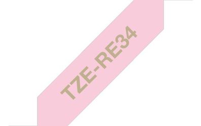 Brother Textilband TZe-RE34 rosa / gold 12mm x 4m