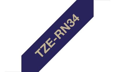 Brother Textilband TZe-RN34 marineblau / gold 12mm x 4m