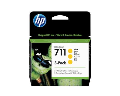 HP 711 3er-Pack Gelb DesignJet Tintenpatronen, 29 ml