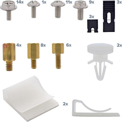 InLine® Schraubenset, mit Jumper, Klebeklipp etc