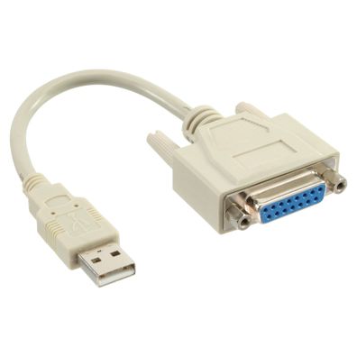 InLine® USB Adapter Kabel, USB Stecker A auf 15pol Buchse, beige