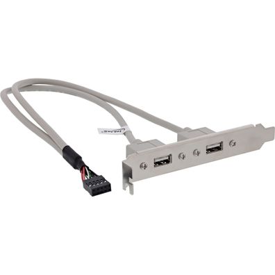 InLine® Slotblech USB 2.0, 2x USB Buchse auf 1x 10pol Pfostenverbinder, 35cm